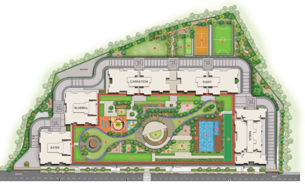 Building layout map of Prestige Garden Trails Mira Road Dahisar